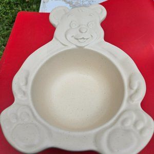 teddy bear stonewear,infant,child bowl heritage pottery pfaltzgraff